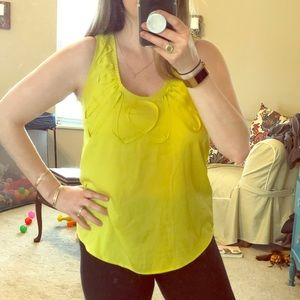 Yellow gauzy racerback top